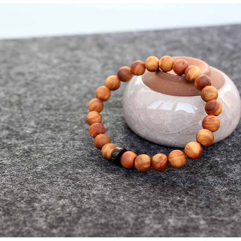 Buddhist Handcrafted Nature Sandalwood Bracelet for "Integrity & Loyalty" - Om Ma Ni Pad Me Hum Center
