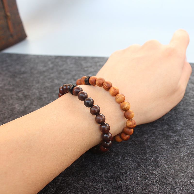 Buddhist Handcrafted Nature Sandalwood Bracelet for "Integrity & Loyalty" - Om Ma Ni Pad Me Hum Center