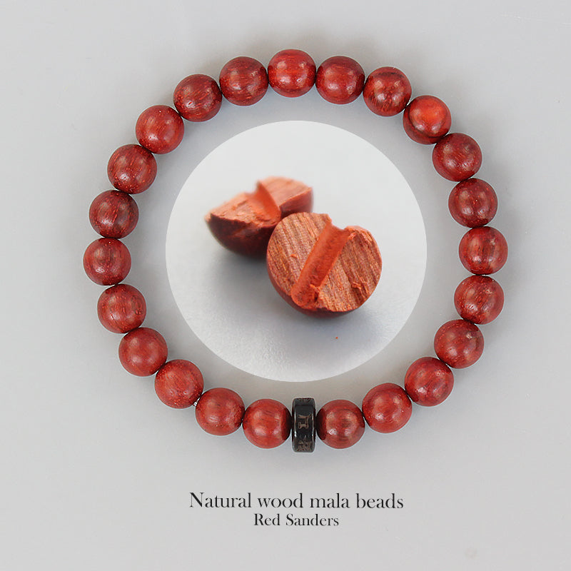Buddhist Handcrafted Nature Sandalwood Bracelet for "Integrity & Loyalty" - Om Ma Ni Pad Me Hum Center