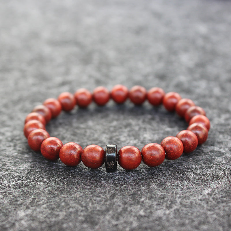 Buddhist Handcrafted Nature Sandalwood Bracelet for "Integrity & Loyalty" - Om Ma Ni Pad Me Hum Center