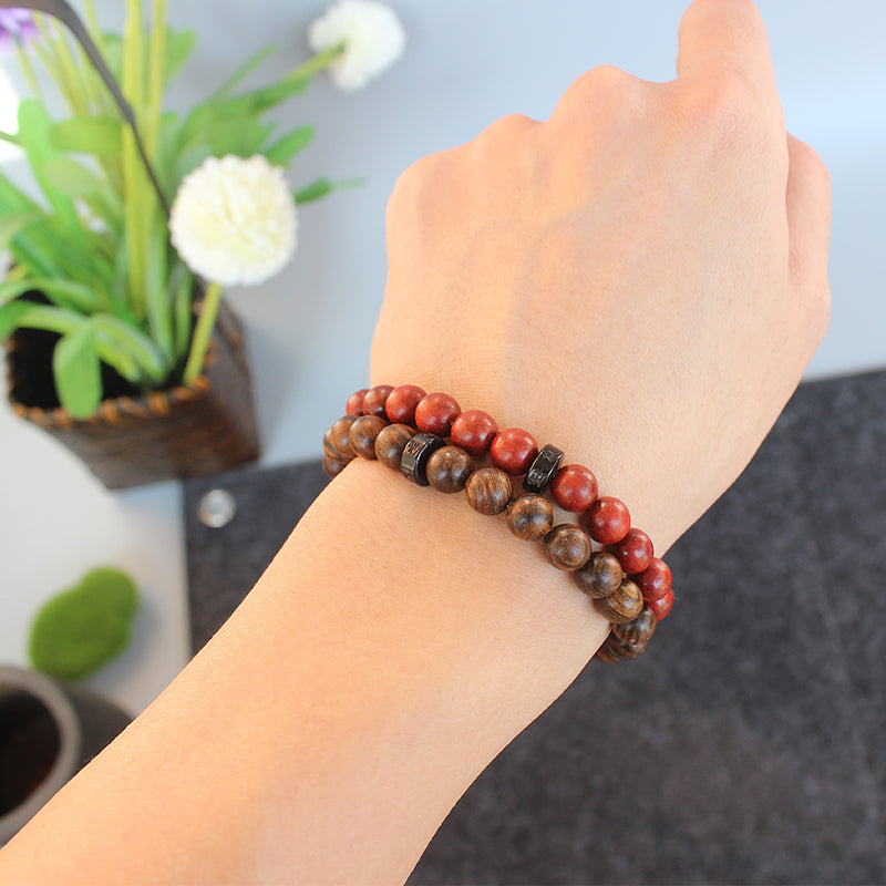 Buddhist Handcrafted Nature Sandalwood Bracelet for "Integrity & Loyalty" - Om Ma Ni Pad Me Hum Center