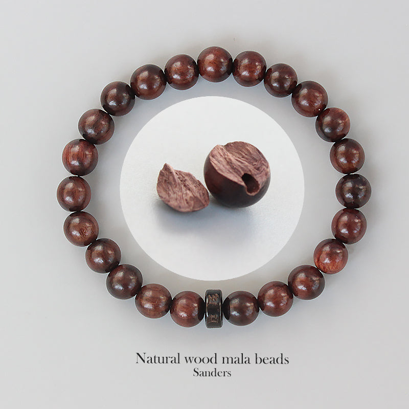 Buddhist Handcrafted Nature Sandalwood Bracelet for "Integrity & Loyalty" - Om Ma Ni Pad Me Hum Center
