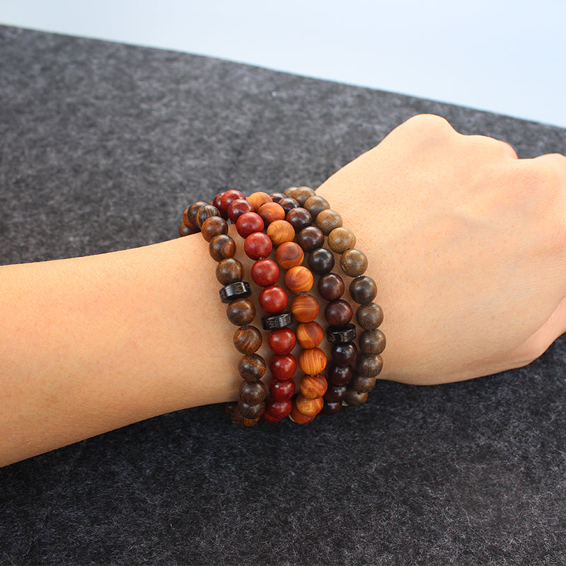 Buddhist Handcrafted Nature Sandalwood Bracelet for "Integrity & Loyalty" - Om Ma Ni Pad Me Hum Center