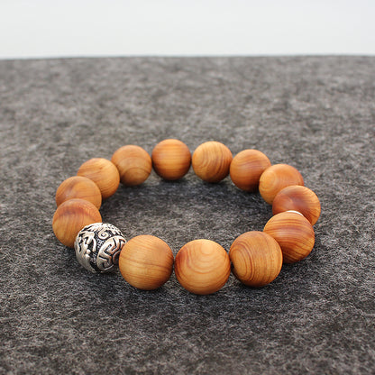 Buddhist Handcrafted Nature Sandalwood Bracelet for "Power & Adventure" (with Traditional Dragon Amulet)