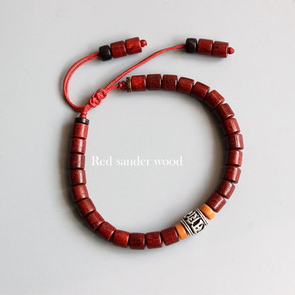 Buddhist Handcrafted Nature Sandalwood Bracelet for "Peace & Joy" with Blessed Mantra Charm