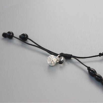 Buddhist Handcrafted Nature Sandalwood Emotion-soothing Bracelet with Fish Charm (Black Stone & Natural Pearl)