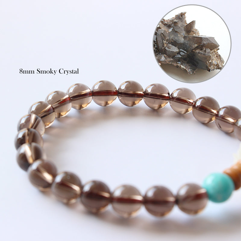 Smoky Quartz and Amazon Stone Beaded Bracelet (Smoky Quartz and Matte Amazonite)
