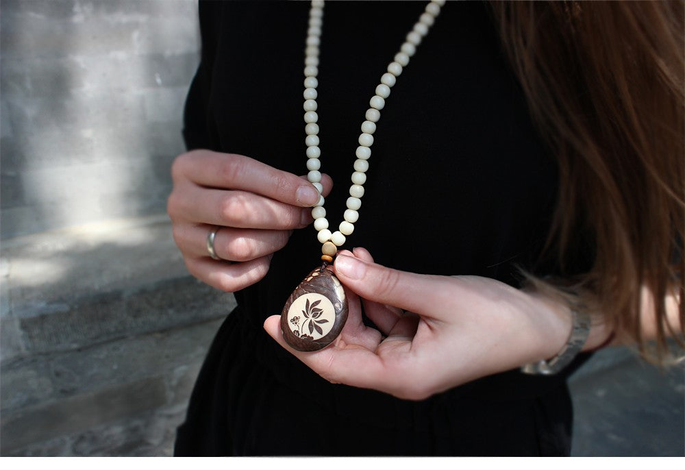 Buddhist Handcrafted Nature Sandalwood Necklace for "Reflection & Solace"