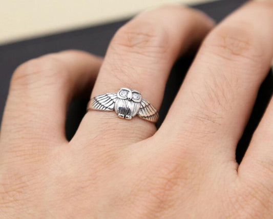 Owl Ring of Good Karma and Wisdom (Silver)