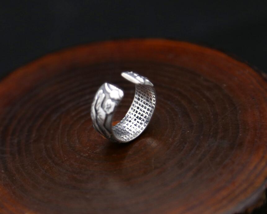 Lotus Ring of Wisdom (Heart Sutra Engraved Inside) (Silver)
