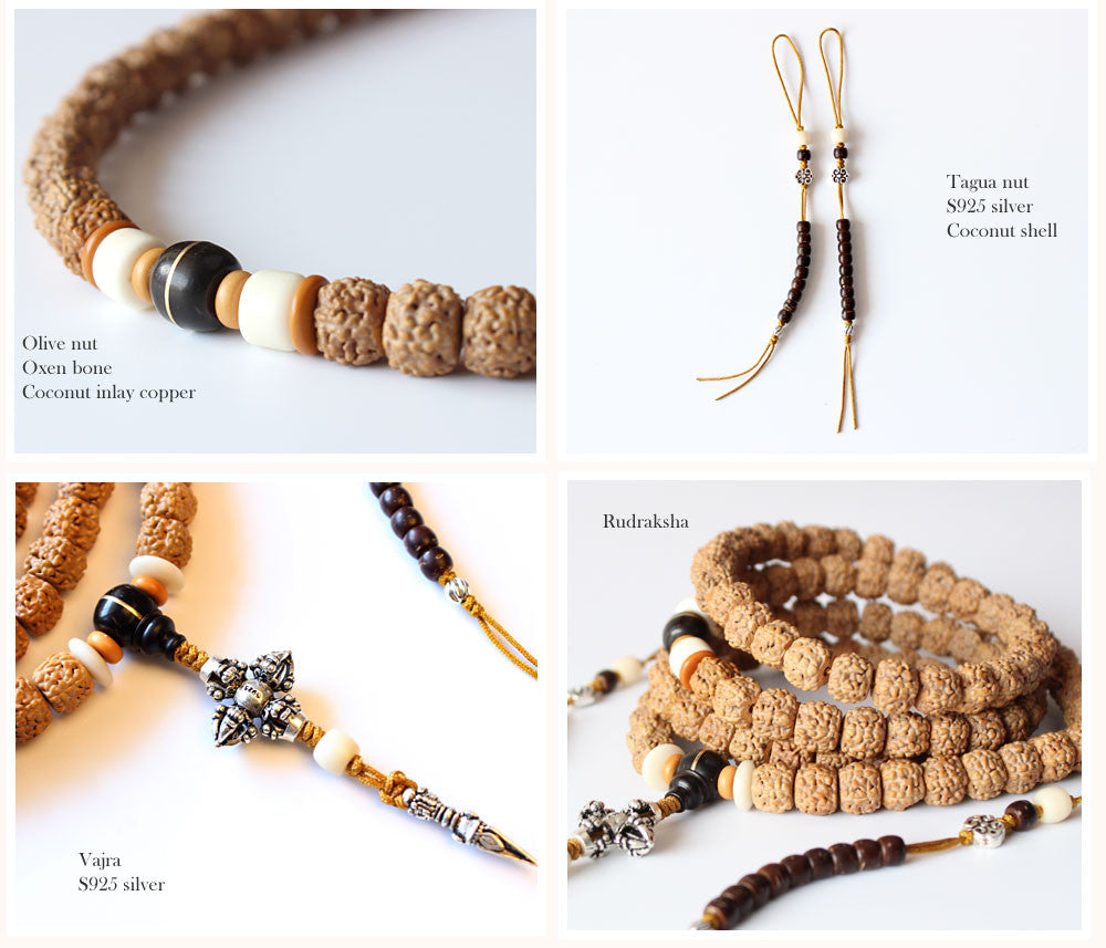 Buddhist Handcrafted Nature Sandalwood Salubrious Tribal Necklace for "Intuition & Character" (Handcarved Organic Rudraksha Beads)