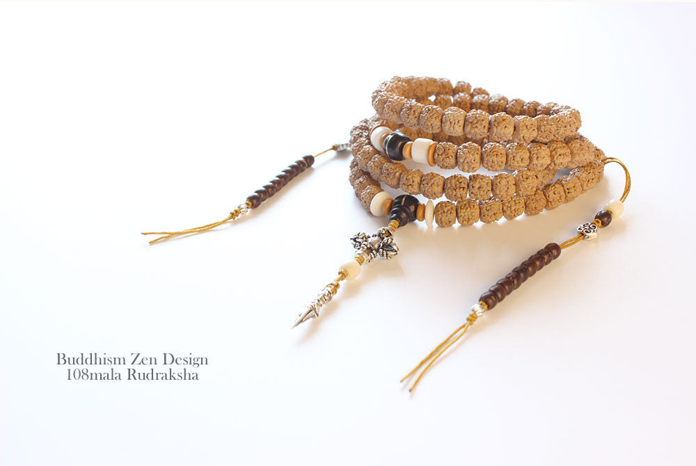 Buddhist Handcrafted Nature Sandalwood Salubrious Tribal Necklace for "Intuition & Character" (Handcarved Organic Rudraksha Beads)