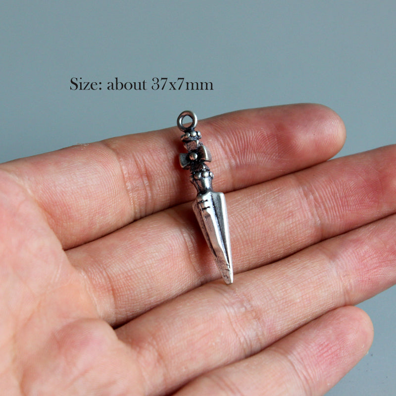 Mini Dorje Vajra Pendant (White Copper)