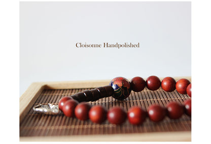 Buddhist Handcrafted Nature Sandalwood Composure Bracelet with Lotus Leaf Charm (Red Sandalwood)