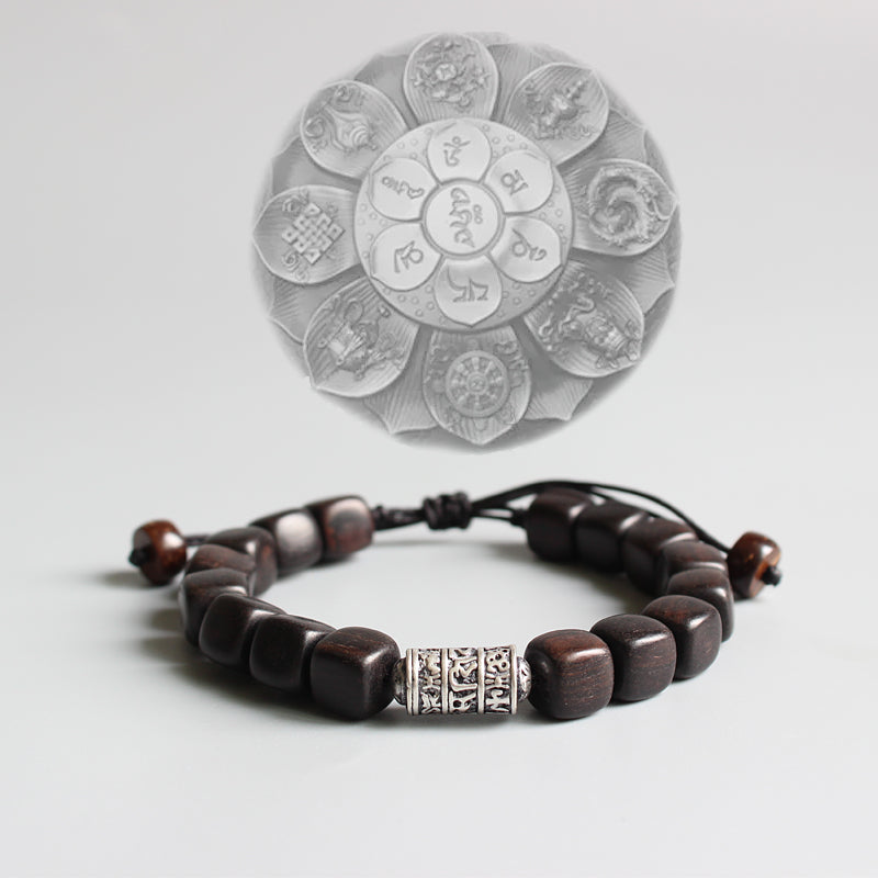 Buddhist Handcrafted Nature Sandalwood Bracelet for "Will Power & Confidence" with Om Mani Padme Hum Charm