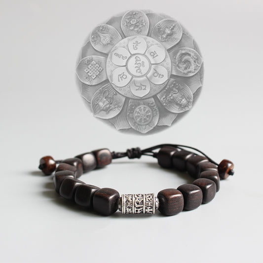 Buddhist Handcrafted Nature Sandalwood Bracelet for "Will Power & Confidence" with Om Mani Padme Hum Charm