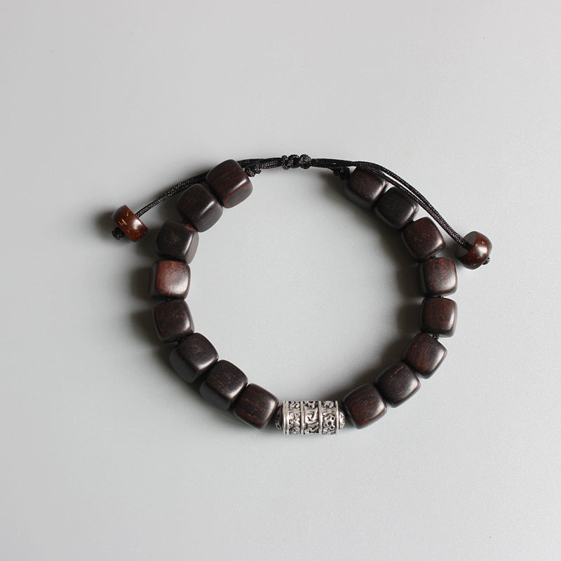 Buddhist Handcrafted Nature Sandalwood Bracelet for "Will Power & Confidence" with Om Mani Padme Hum Charm