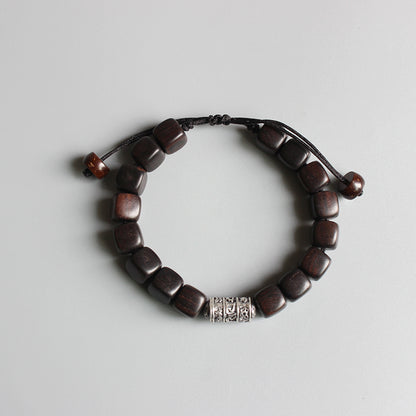 Buddhist Handcrafted Nature Sandalwood Bracelet for "Will Power & Confidence" with Om Mani Padme Hum Charm