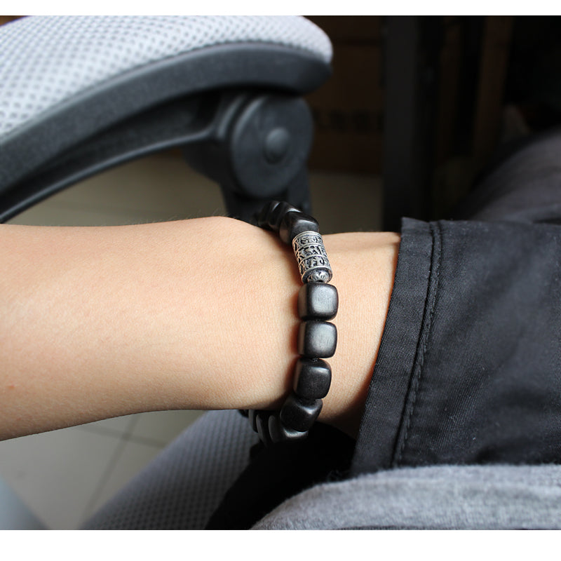 Buddhist Handcrafted Nature Sandalwood Bracelet for "Will Power & Confidence" with Om Mani Padme Hum Charm