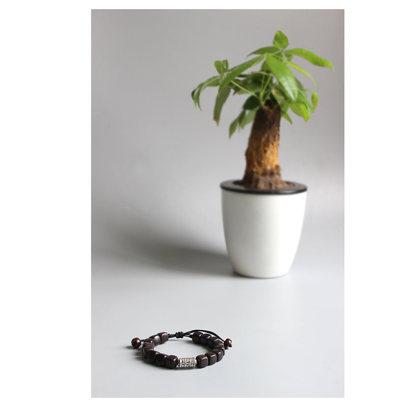 Buddhist Handcrafted Nature Sandalwood Bracelet for "Will Power & Confidence" with Om Mani Padme Hum Charm