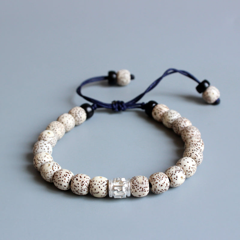 Buddhist Handcrafted Nature Sandalwood Bracelet for Fortune Charm (Moon-Star Beads & Bodhi Seeds)