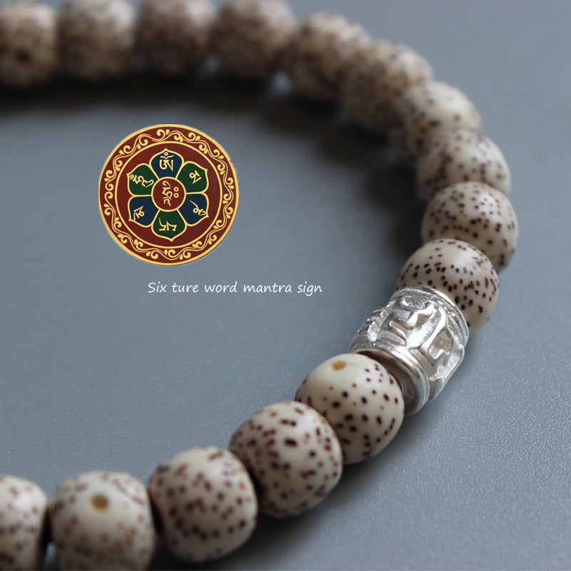 Buddhist Handcrafted Nature Sandalwood Bracelet for Fortune Charm (Moon-Star Beads & Bodhi Seeds)