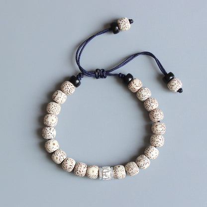 Buddhist Handcrafted Nature Sandalwood Bracelet for Fortune Charm (Moon-Star Beads & Bodhi Seeds)