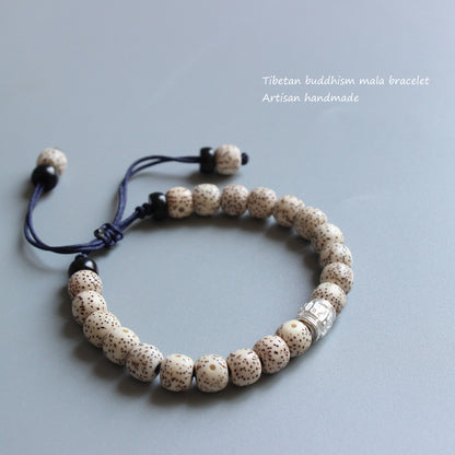 Buddhist Handcrafted Nature Sandalwood Bracelet for Fortune Charm (Moon-Star Beads & Bodhi Seeds)