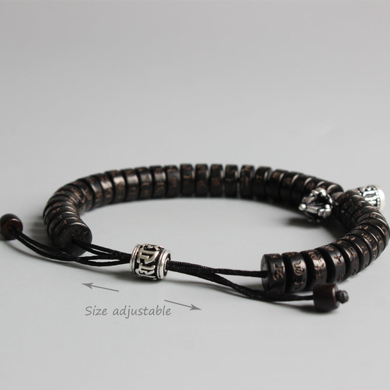 Buddhist Handcrafted Nature Sandalwood Bracelet for "Calmness & Tranquility" (made with Vajra Blessed Charm & Organic Coconut Beads)