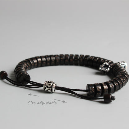 Buddhist Handcrafted Nature Sandalwood Bracelet for "Calmness & Tranquility" (made with Vajra Blessed Charm & Organic Coconut Beads)