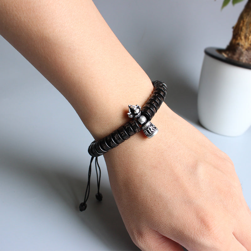 Buddhist Handcrafted Nature Sandalwood Bracelet for "Calmness & Tranquility" (made with Vajra Blessed Charm & Organic Coconut Beads)