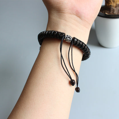 Buddhist Handcrafted Nature Sandalwood Bracelet for "Calmness & Tranquility" (made with Vajra Blessed Charm & Organic Coconut Beads)