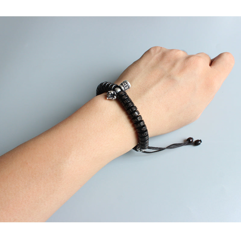 Buddhist Handcrafted Nature Sandalwood Bracelet for "Calmness & Tranquility" (made with Vajra Blessed Charm & Organic Coconut Beads)