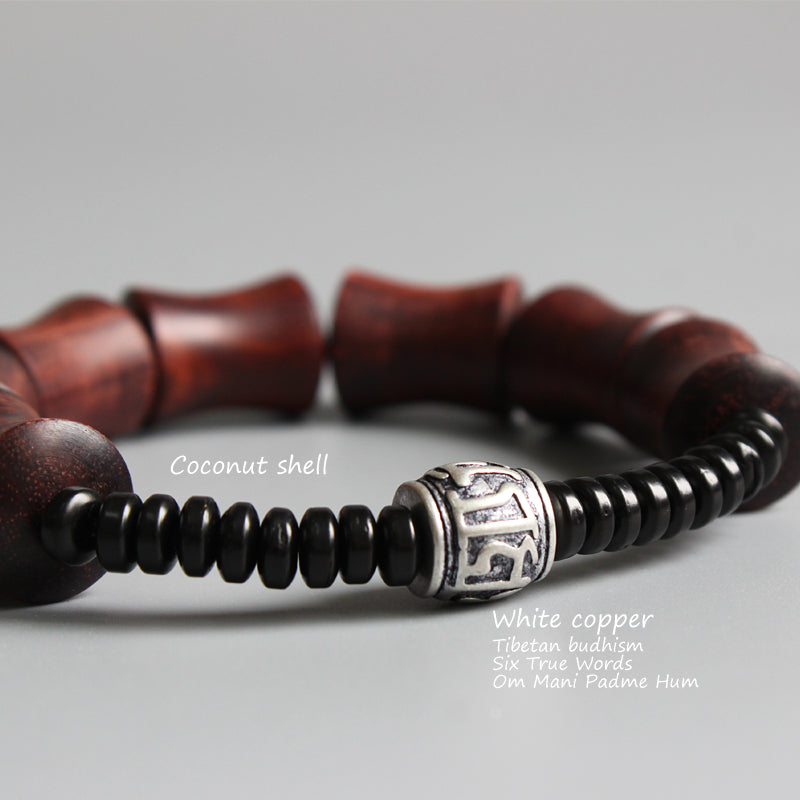 Buddhist Handcrafted Nature Sandalwood Resilience & Wholeness Bracelet (Red Sandalwood & Coco Nut Shells)