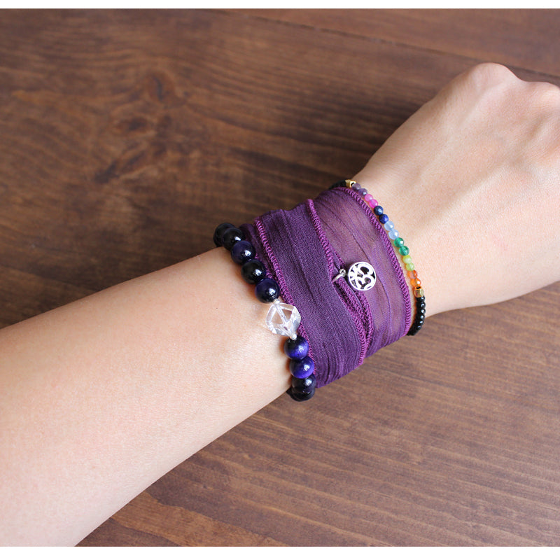 Handmade Tibetan Blessed Knots for "7 Nature Healing Chakra Bracelet" (Lucky Organic Crystals)