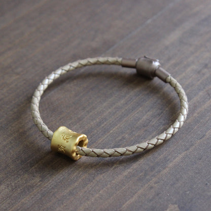 Tibetan Lucky Mantra Bangle (Leather and Silver)
