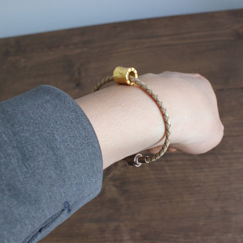 Tibetan Lucky Mantra Bangle (Leather and Silver)