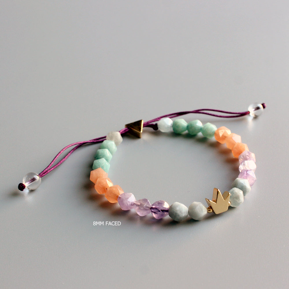 Royal Gemstone Chakra Bracelet (Pure Crystal, Amethyst, and Matte Amazonite)