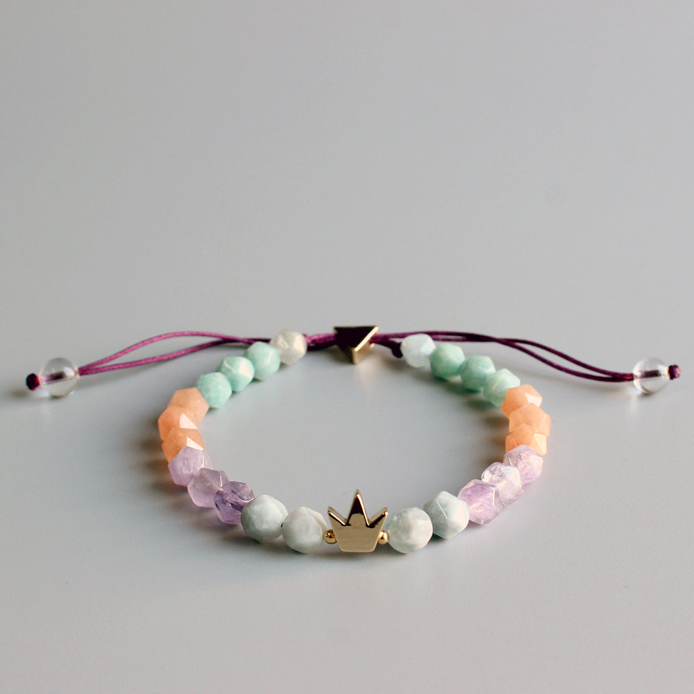 Royal Gemstone Chakra Bracelet (Pure Crystal, Amethyst, and Matte Amazonite)