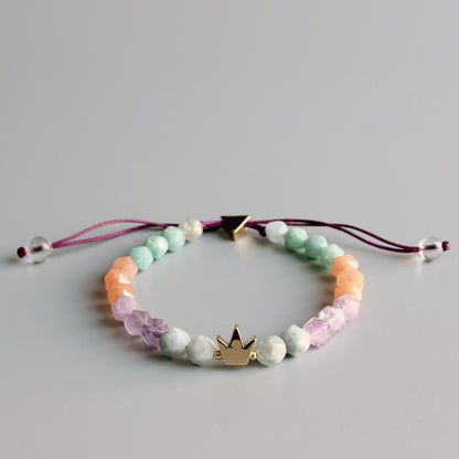 Royal Gemstone Chakra Bracelet (Pure Crystal, Amethyst, and Matte Amazonite)
