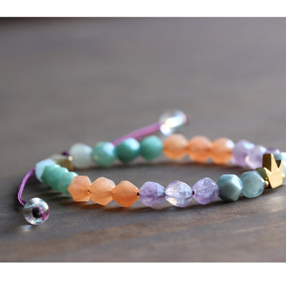 Royal Gemstone Chakra Bracelet (Pure Crystal, Amethyst, and Matte Amazonite)