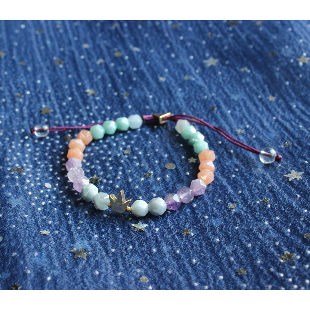 Royal Gemstone Chakra Bracelet (Pure Crystal, Amethyst, and Matte Amazonite)