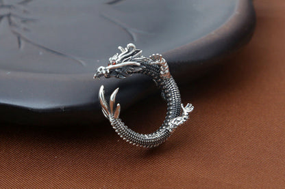 Powerful Dragon Ring for Positive Energy (Silver)