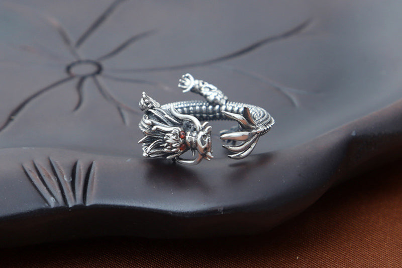 Powerful Dragon Ring for Positive Energy (Silver)