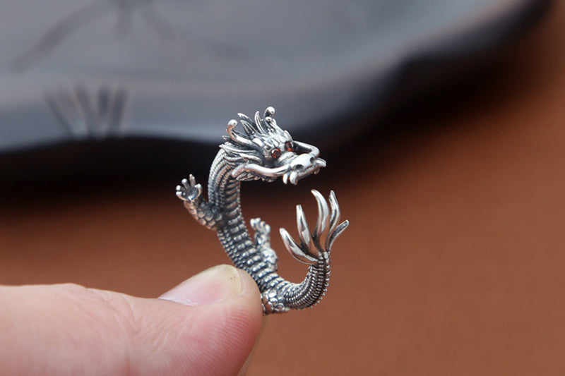 Powerful Dragon Ring for Positive Energy (Silver)