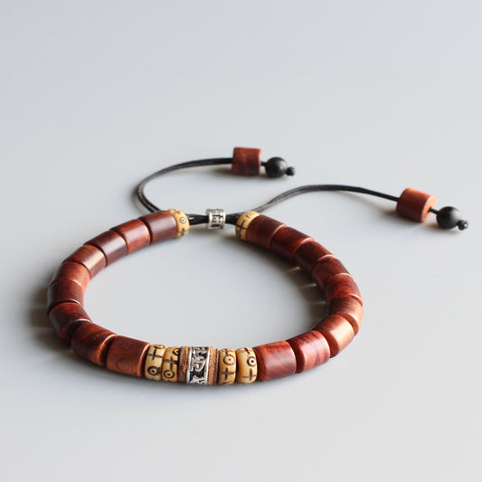 Buddhist Handcrafted Nature Sandalwood Bracelet for "Charisma" (made with Om Mani Padme Hum Amulet)