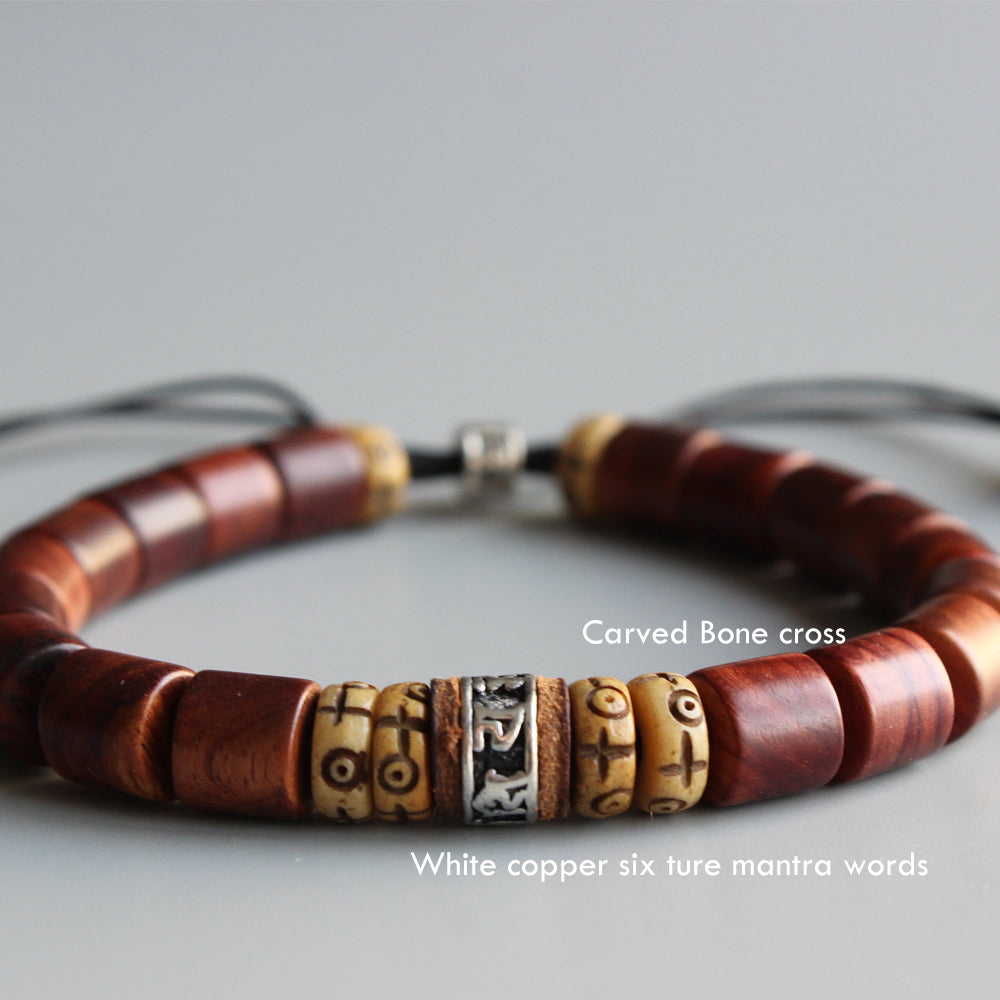 Buddhist Handcrafted Nature Sandalwood Bracelet for "Charisma" (made with Om Mani Padme Hum Amulet)