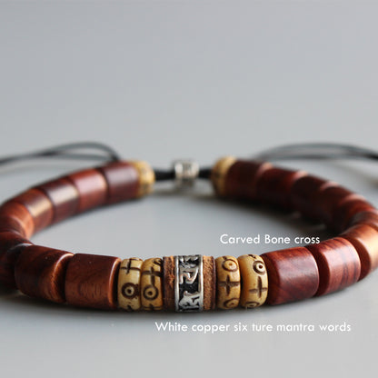 Buddhist Handcrafted Nature Sandalwood Bracelet for "Charisma" (made with Om Mani Padme Hum Amulet)