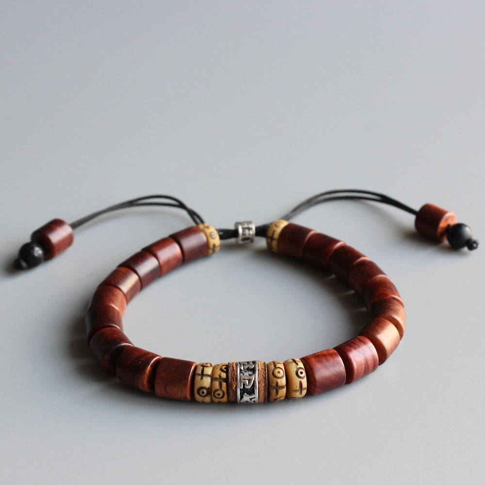 Buddhist Handcrafted Nature Sandalwood Bracelet for "Charisma" (made with Om Mani Padme Hum Amulet)