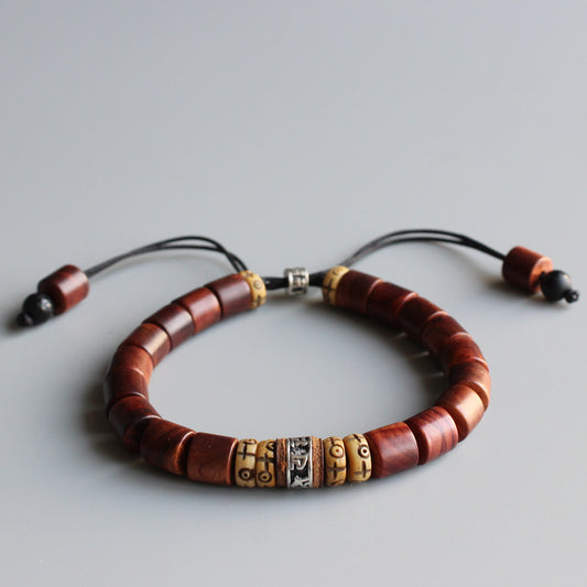 Buddhist Handcrafted Nature Sandalwood Bracelet for "Charisma" (made with Om Mani Padme Hum Amulet)